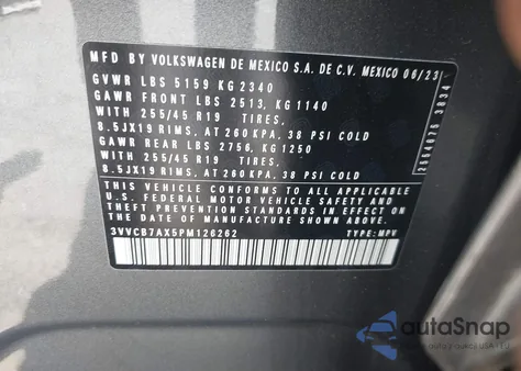 2023 Volkswagen Tiguan 2.0T Se R-Line Black из США, поврежденный, VIN 3VVCB7AX5PM126262